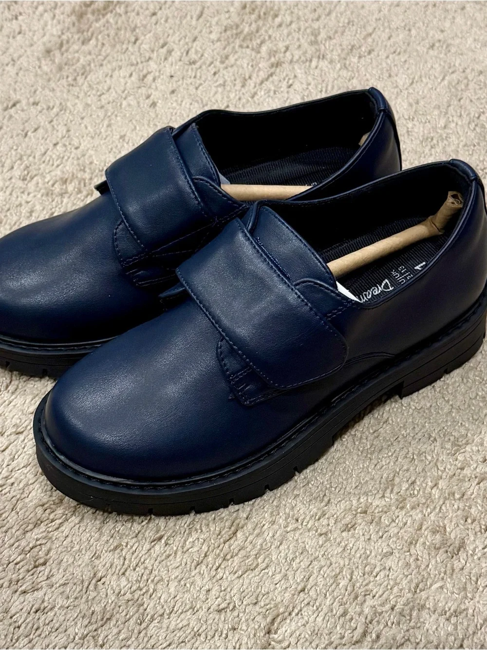 Dream Pairs Kids Dress Loafers Size 1 US Navy Blue Uniform Shoes with Strap
